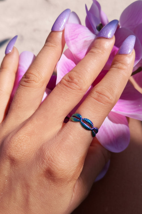 Bague Cauris Ajustable en Acier Inoxydable