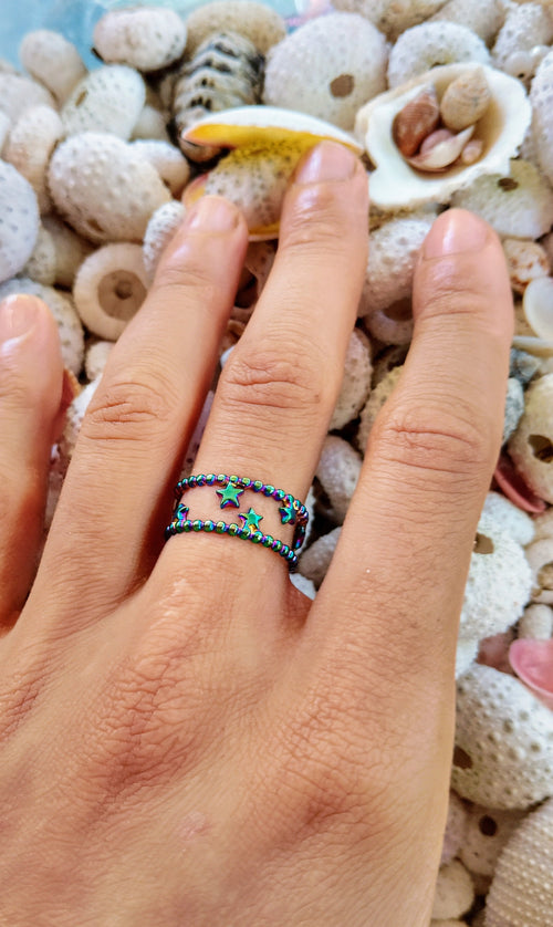 Bague Cosmique Ajustable en Acier Inoxydable