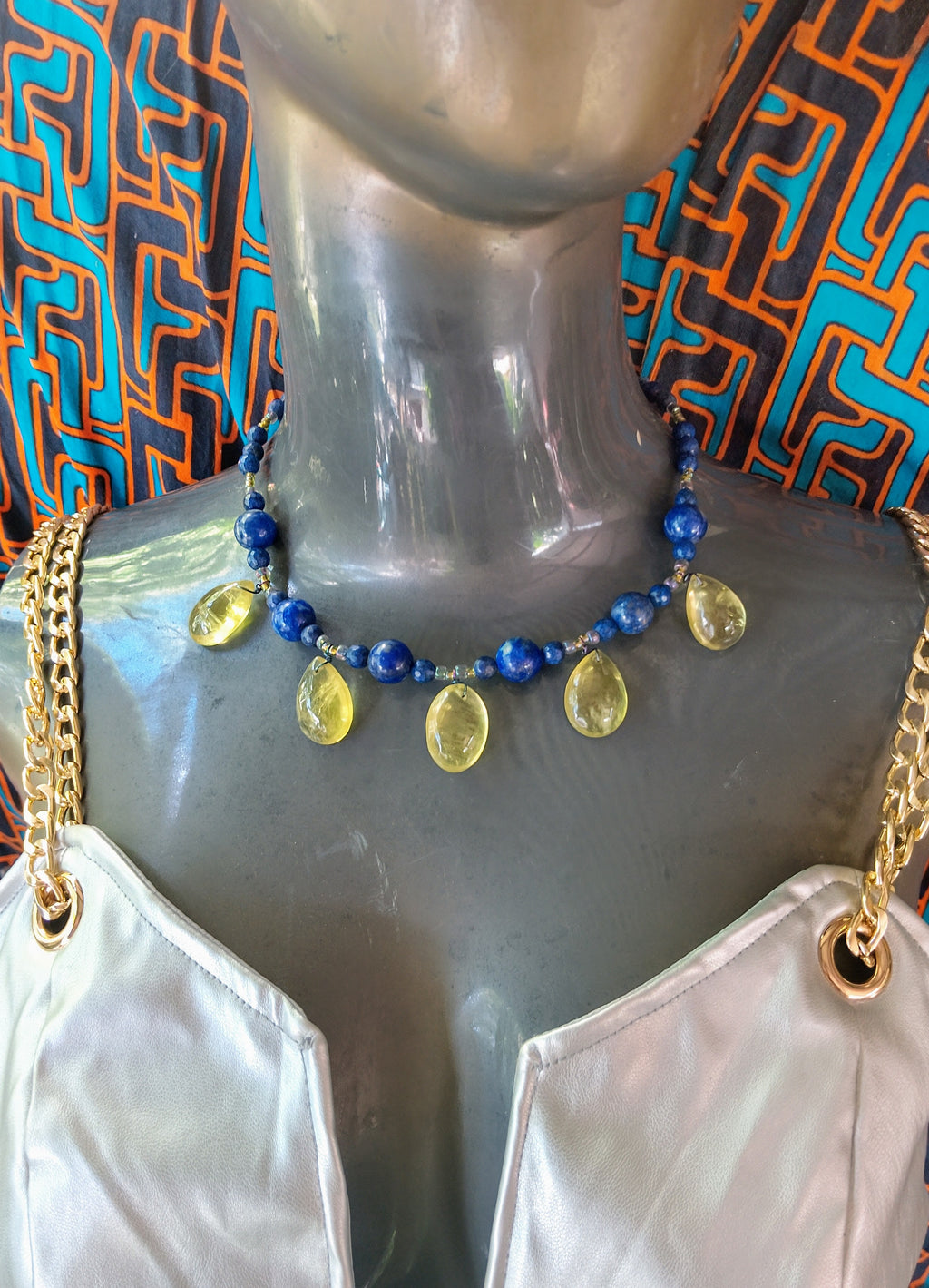 Collier Lapis-Lazuli & Quartz Jaune – Netcheret Nout