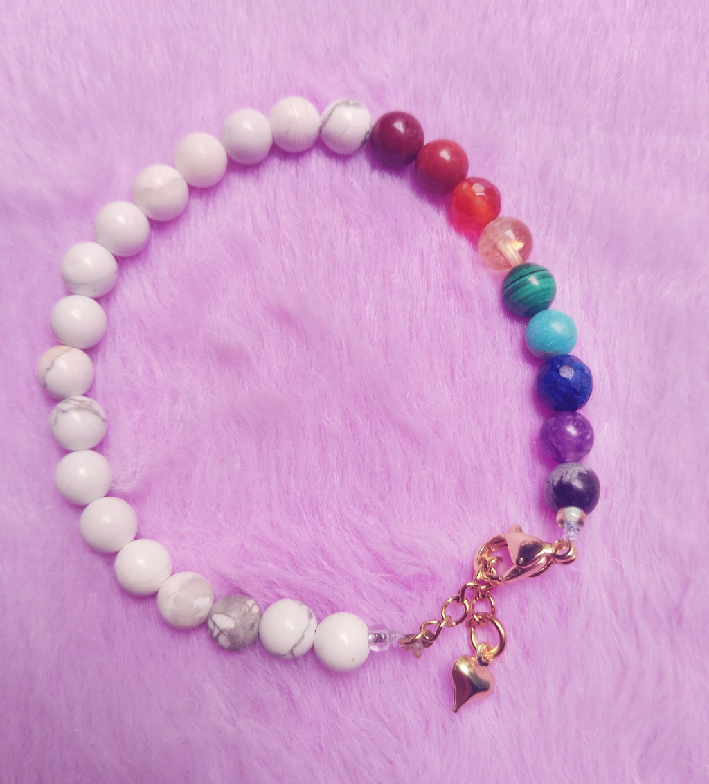 Bracelet Multi-Pierres en Howlite et chakras