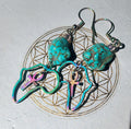 Ta Mery 🩵 Boucles d'oreilles Acier Inoxydable & Turquoise | Ankh